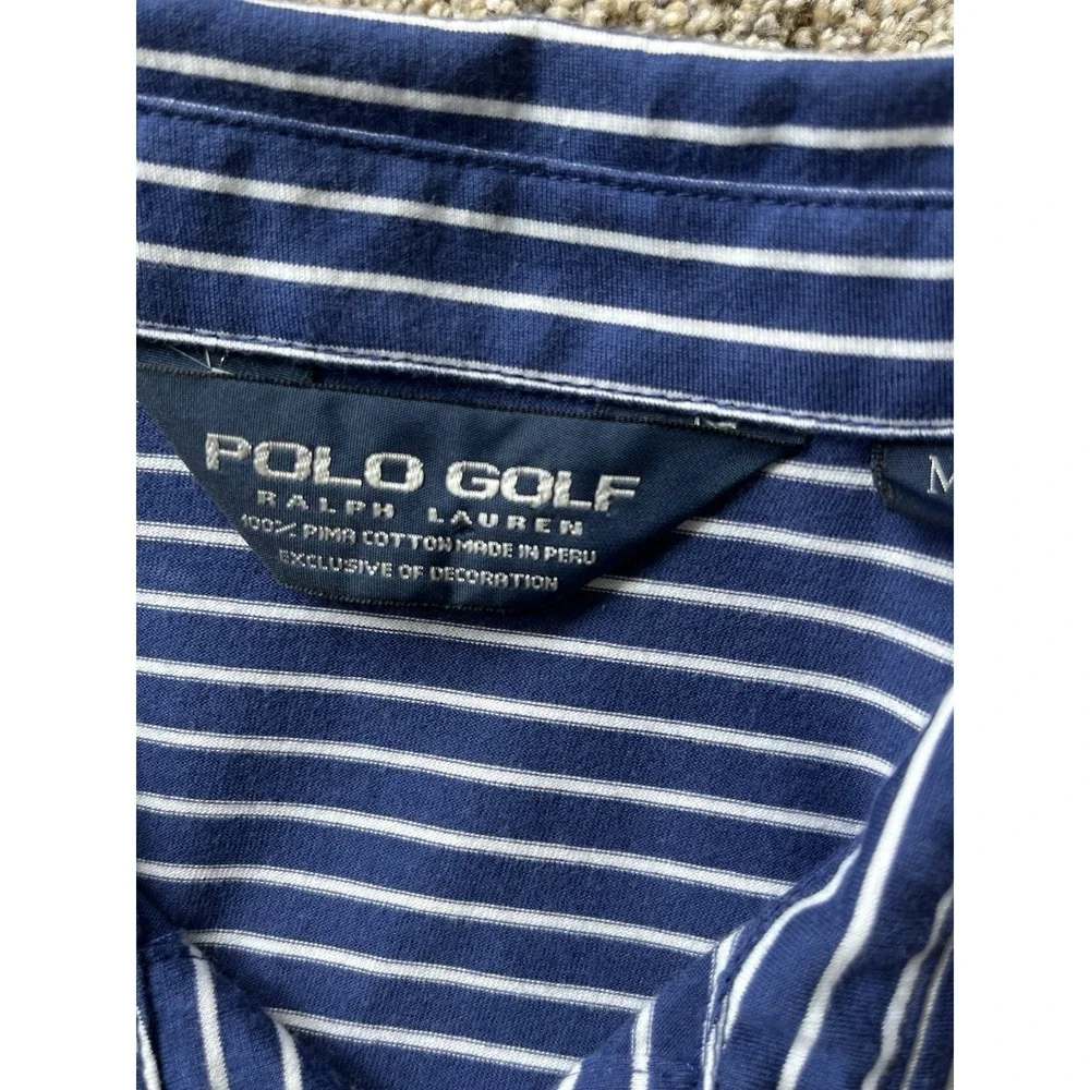 Polo Golf Ralph Lauren‎ Polo Shirt Mens M Pony Blue/White Striped Short Sleeve
